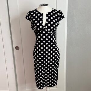 NEW  Polka Dot Black and White Midi-Dress